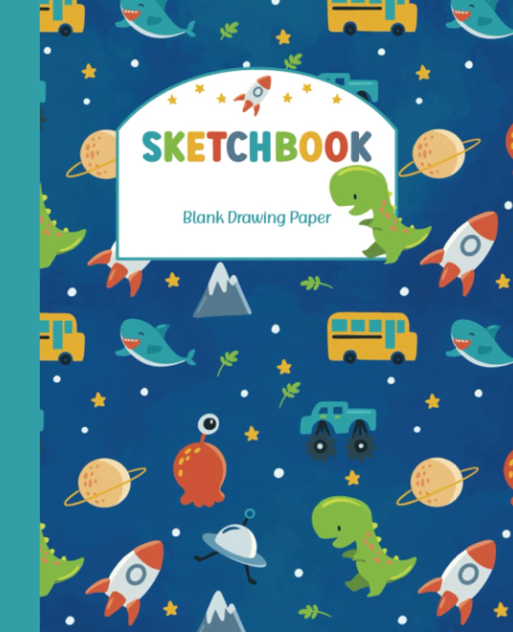 Sketchbook for girls boys, students, kids, 200 pages, blank drawing pad for children compact sketchpad 7.5 x 9.25
