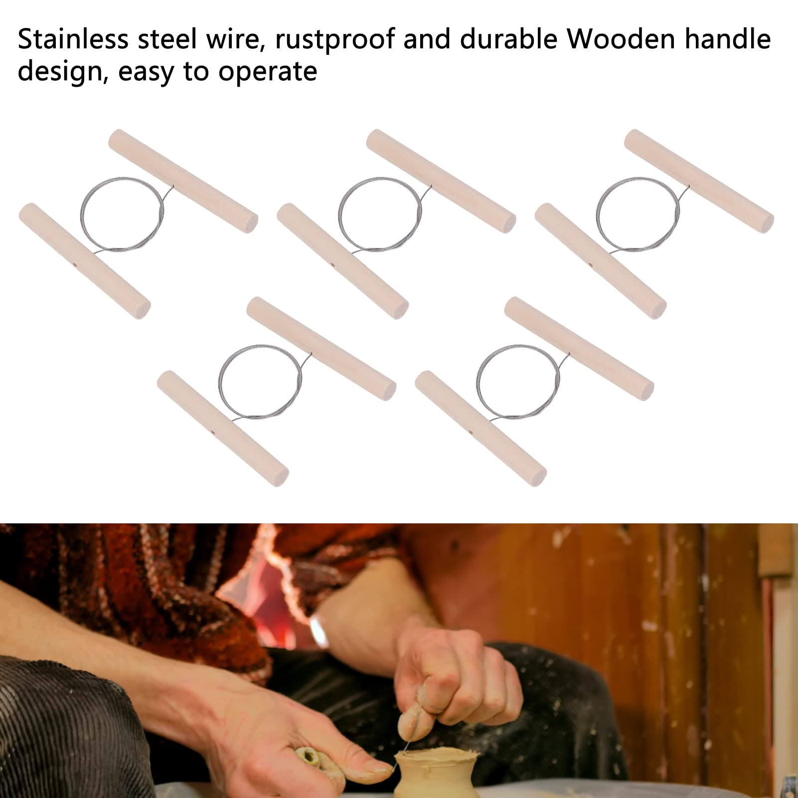 TOPINCN 5PCS Wire Clay Cutter Cheese Wire Cutter Pottery - Image 3