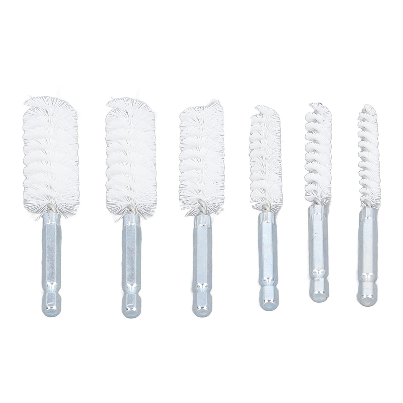 6PCS Bore Brush 4in Rust Proof Twisted Wire Cleaning Brush for Electric Drill Impact Driver, with 1/4in Hex Shank, Material, Wide Application (Nylon (White))