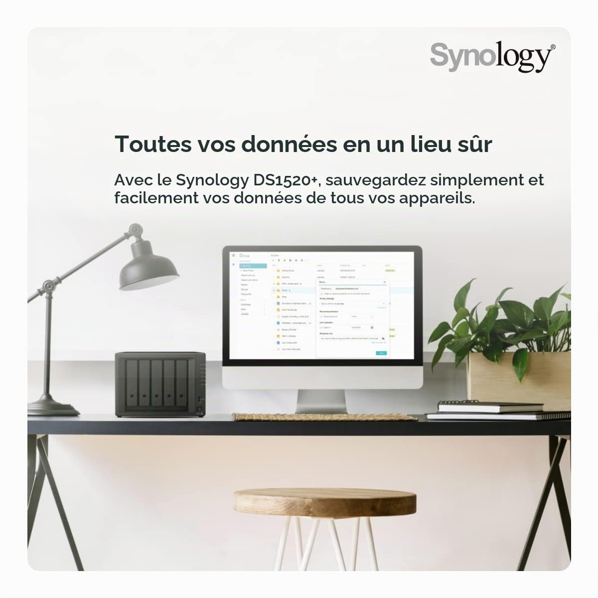 Synology Disk Station DS1520+ - Serveur NAS - 5 Baies - SATA 6Gb/s - Raid 0, 1, 5, 6, 10, JBOD - RAM 8 Go - Gigabit Ethernet - iSCSI, sans Disque
