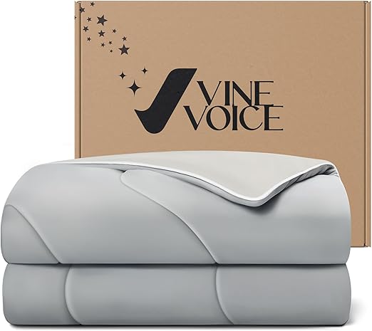 Cooling Blanket Comforter Hot Sleepers King/Cali King Soft Cooling Blanket, Double-Sided Cool Bedding for Night Sweats, All-Season Lightweight Comforter (106''x90'', Silver Gray)