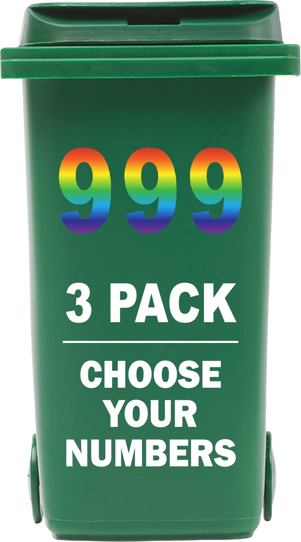 3 x Multicolour Bin Numbers for Wheelie Bins, 0-9, Dustbin Stickers, Easy Application 17.5cm Stick On Number Stickers - Weatherproof Self Adhesive Vinyl (9)