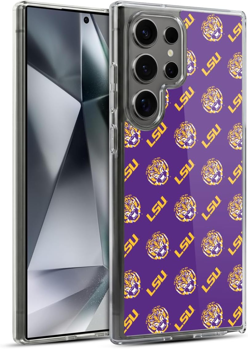 Head Case Designs Officially Licensed Louisiana State University LSU Camou Mono LSU Art Gel Case [Military Grade Protection] Compatible with Samsung Galaxy S25 Ultra and Compatible with MagSafe