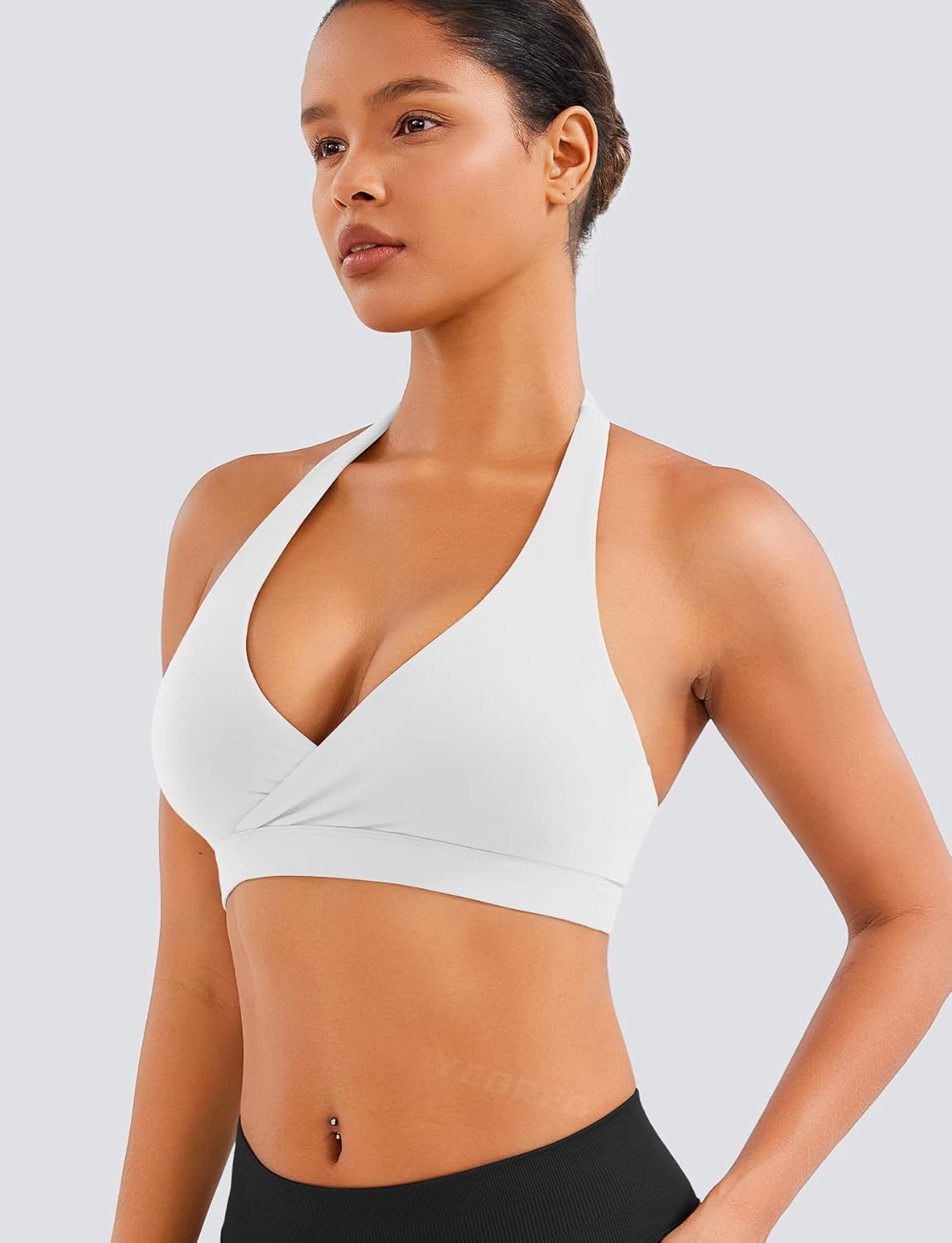 YEOREO LuxFlow Cross Over Workout Halter Sports Bra for Women Backless Gym Bra Padded - Image 5