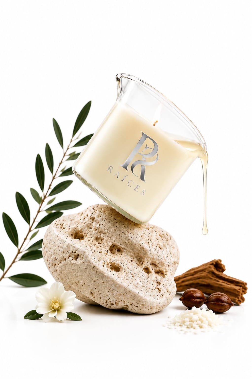 Olio da massaggio per il corpo, olio caldo per il corpo, cera di soia sicura per la pelle, aromaterapia (bergamotto, vaniglia e sandalo), 100 g RAÍCES