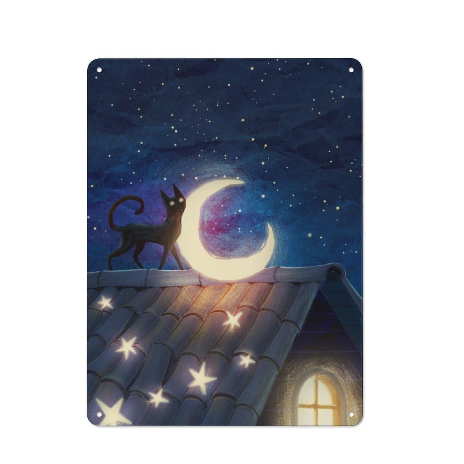 Junmoney Cat On The Roof Everyday Metal Gift Sign 40X30cm, Room Wall Plaque For Home, Shop, Pub Or Studio Wall