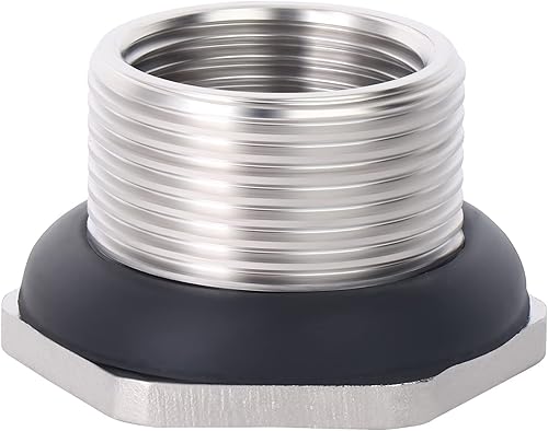 Vista 77 de TAISHER Adaptador de conector de tanque de mamparo de 1 pulgada de ABS blanco con tapones y junta para tanque de agua, barriles de lluvia, acuarios