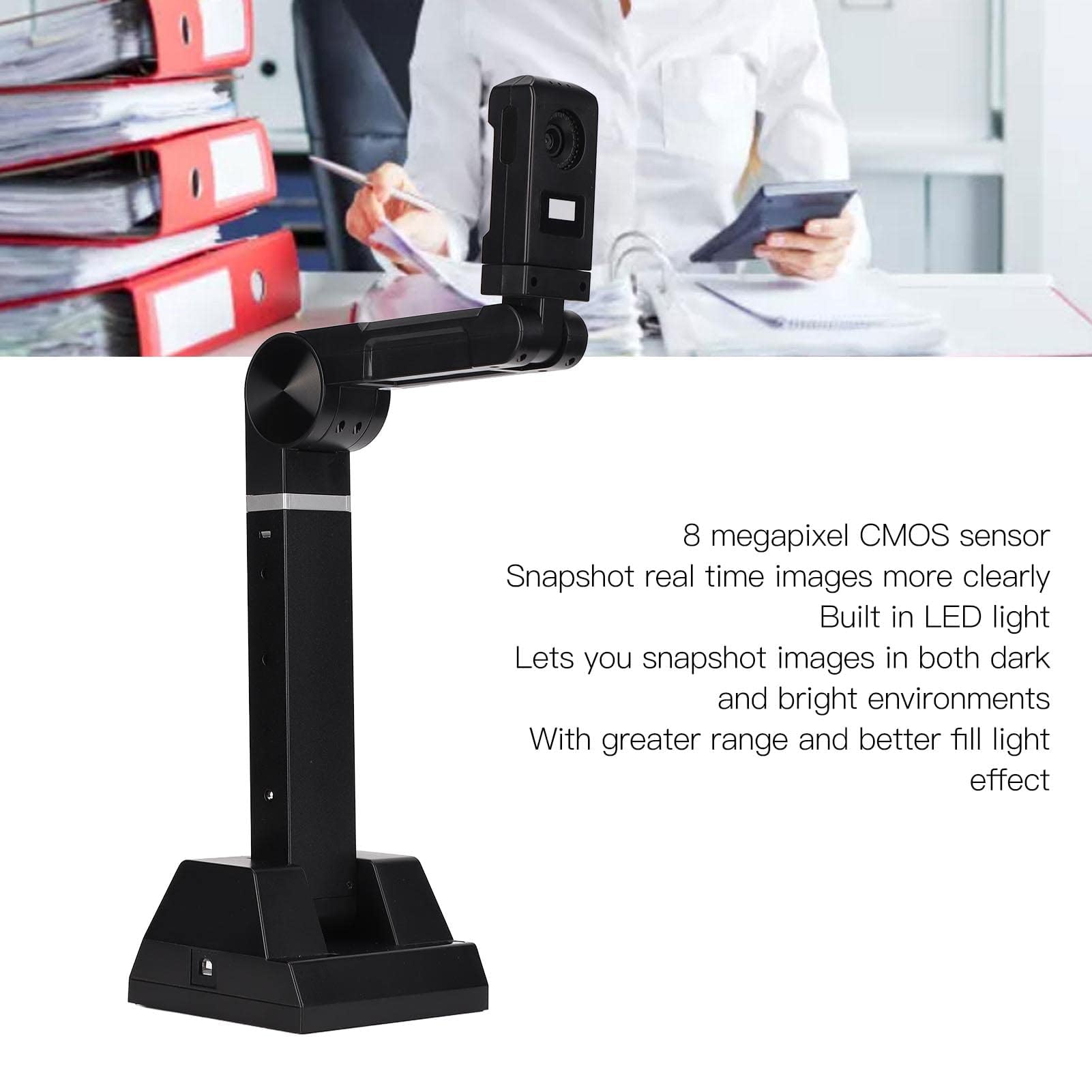 Dpofirs Scanner de Documents Couleur, Scanner de Documents A3 pour , OCR de Langues, Scanner de Caméra de Documents 8MP pour Les Manuscrits de Bureau, Les Photos, Les Magazines