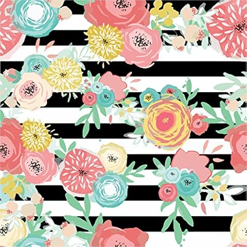 Floral #256 Black and White Flowers and Lines Craft Cutter Vinyl Pink Outdoor Vinyl 12"x12" 4 Pieces Cover