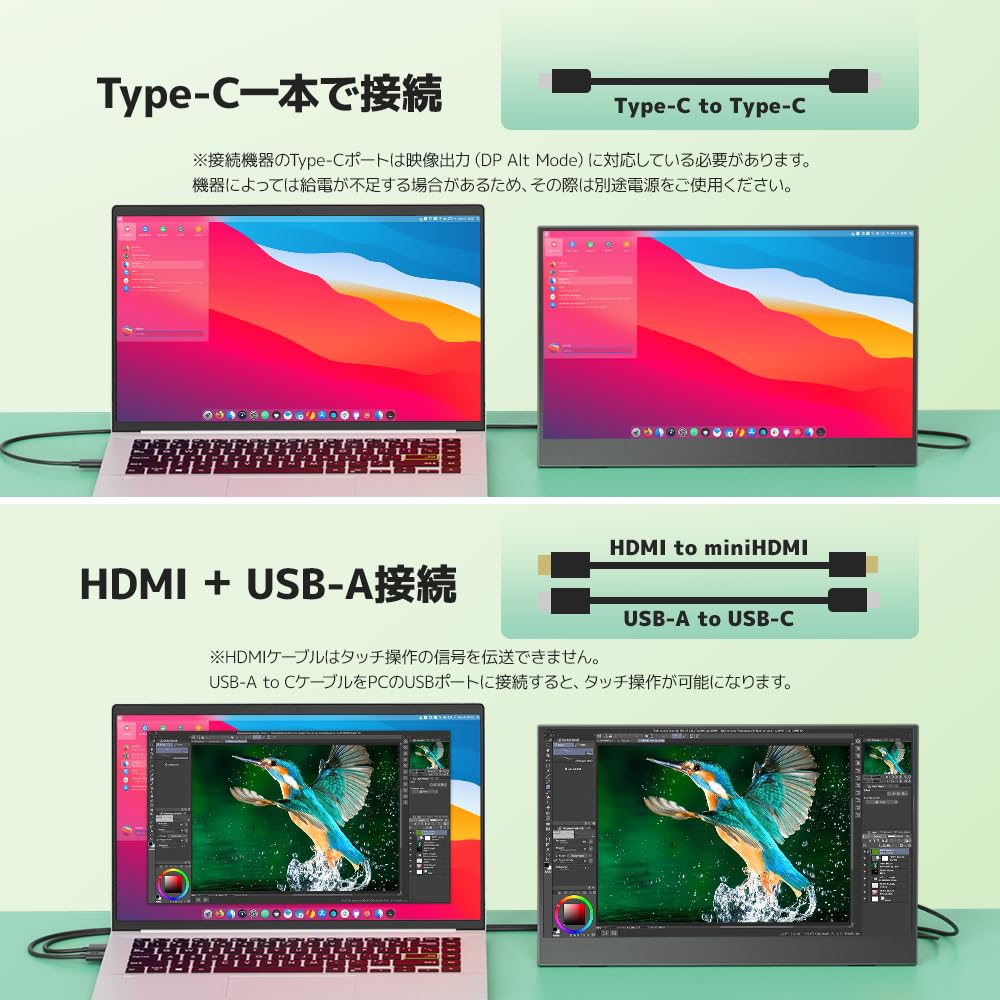 Amazon.co.jp: Upperizon モバイルモニター 14インチ タッチパネル