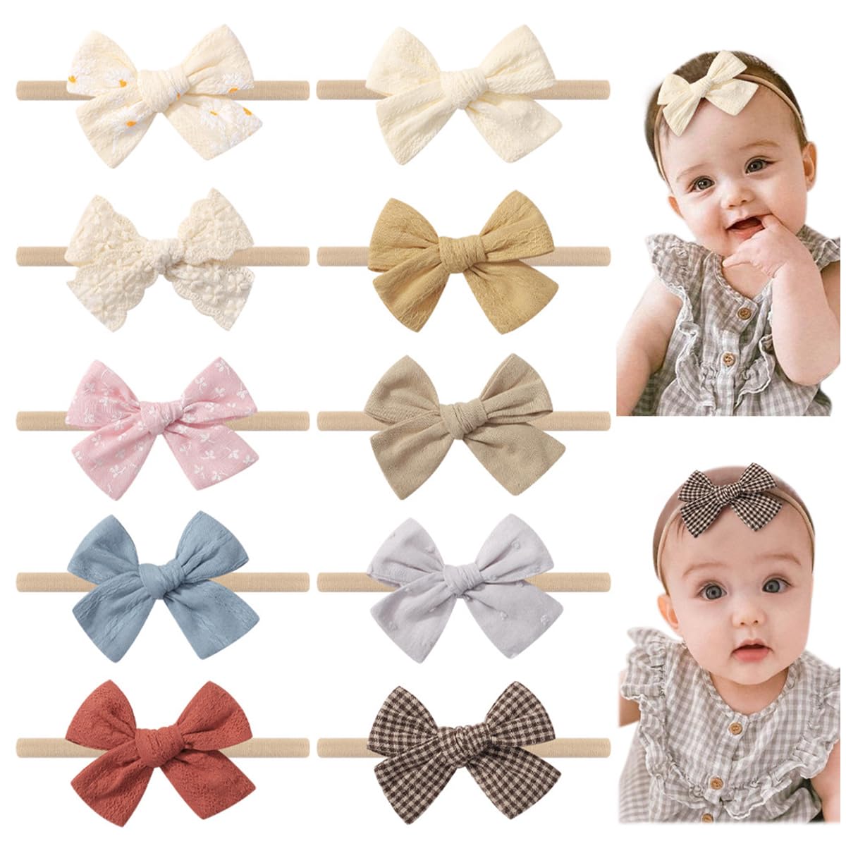 snowie soft SNOWIE SOFT® 10Pcs Baby Headband Stretchy Cute Flroal Bow Baby Headband for Newborns Bow Headband Headpiece for Baby Girls Shower Gift for Baby-picture-30