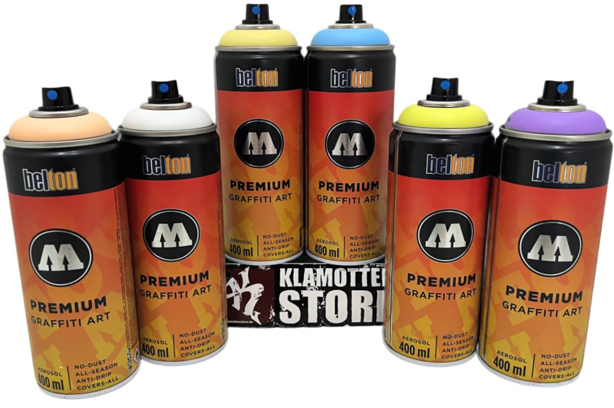 KLAMOTTEN STORE Sprayfarben Molotow Premium Qualität Pastellfarben 6x400ml für Hobby, Kunst und Handwerk