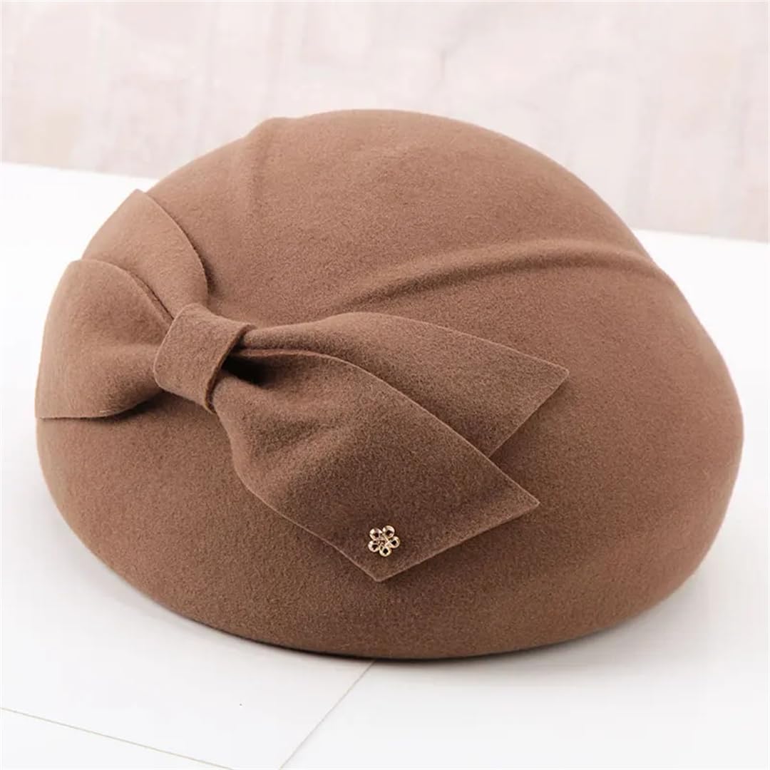 Wvapzxx Lady Fedoras Cappello di Lana Donna di Lana Bowtie Cap Inverno Beret Hat Bowler Hat Pumpkin Hat Dome Cap