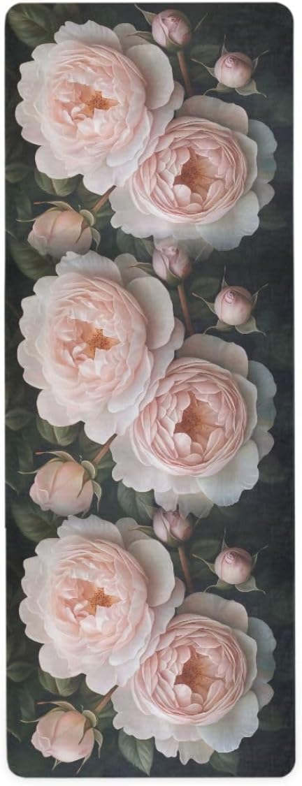 ALAZA Two Large Pale Pink Roses Yoga Mat Non Slip Fitness Exercise Mat, Workout Mat for Yoga, Pilates and Floor Exercises