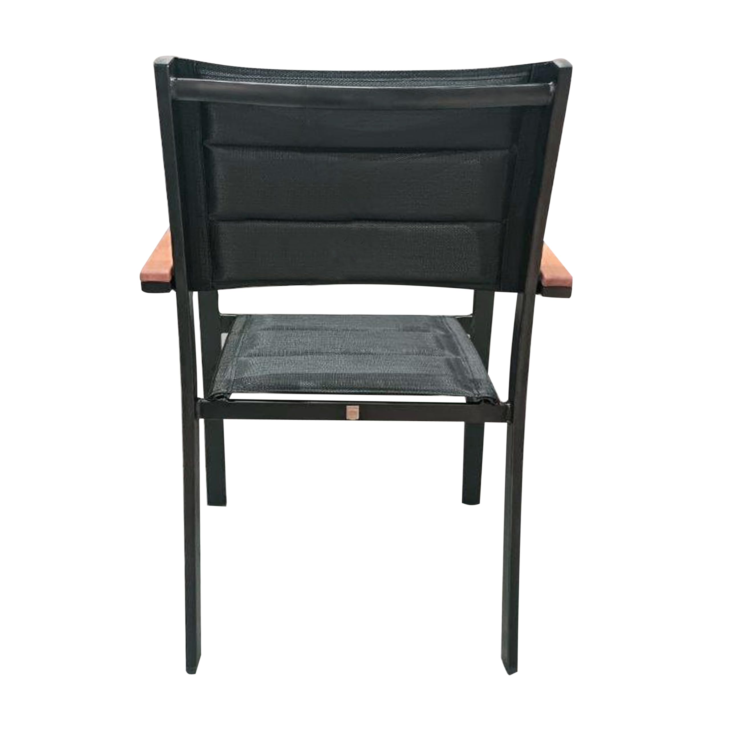 METRO Professional Gartenstuhl mit Armlehne Lynx, Aluminium/Textilen-Bespannung, 58 x 59.4 x 88.2 cm, Stapelbar, Wetterfest, 150 kg Tragkraft, Schwarz