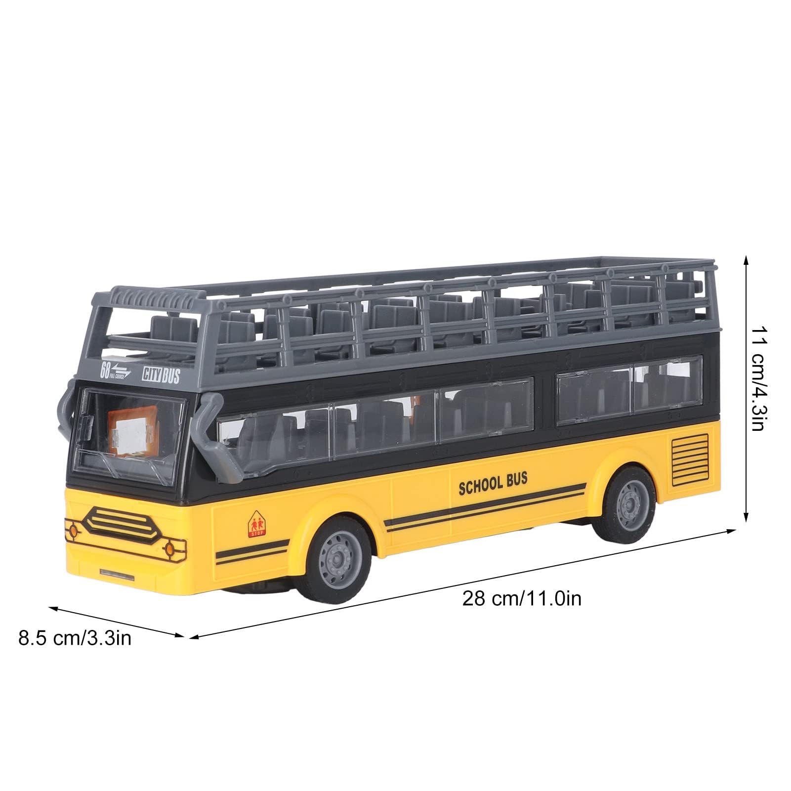 Alomejor Bus à Deux étages télécommandé, Détails Fins 4 Canaux RC Bus Ouverture Sûre des Portes pour Les Jouets (Autobus Scolaire QH204 7)