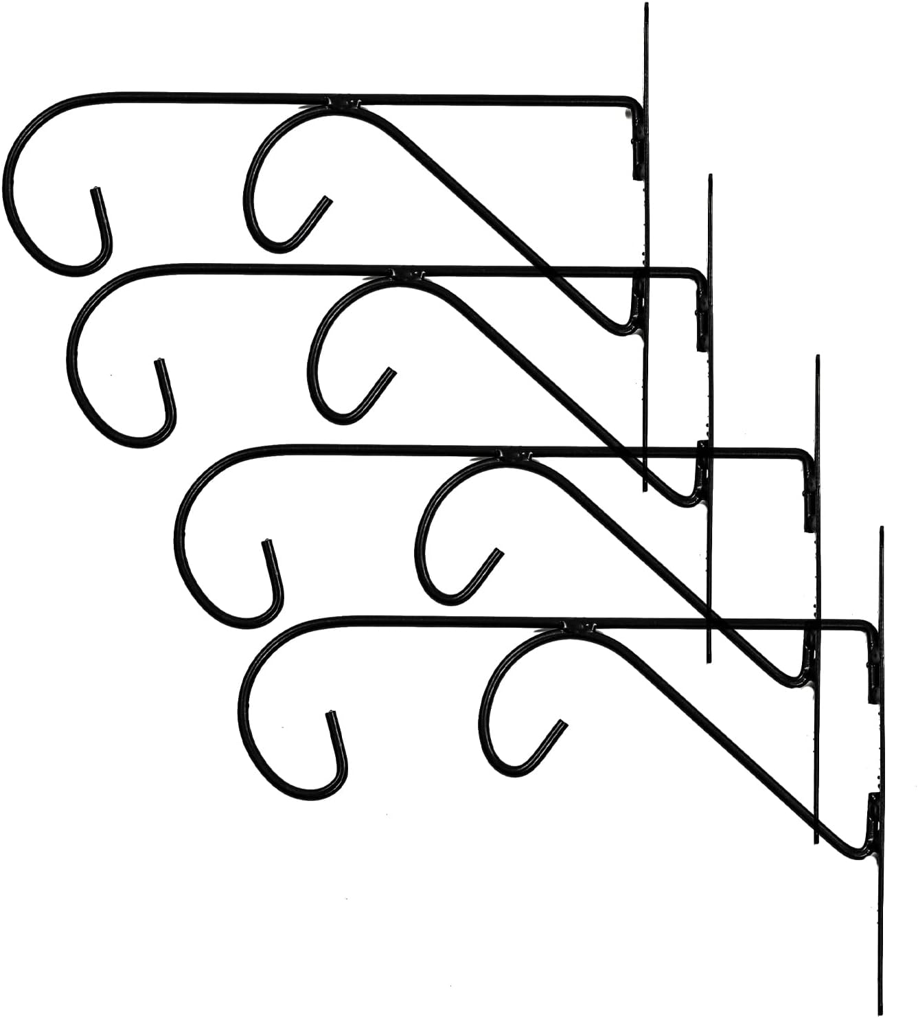 TRUPHE Iron Wall Brackets Plant Hangers, Black, 4 Brackets & 8 Mounting Screws
