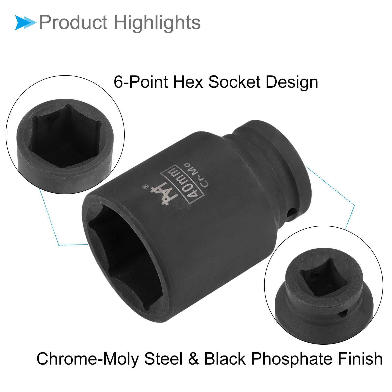 CoCud Deep Impact Socket, 3/4" Drive 40mm Socket, Cr-Mo Steel Hex Wrench Socket - (Applications: for Home Maintenance) - Image 4