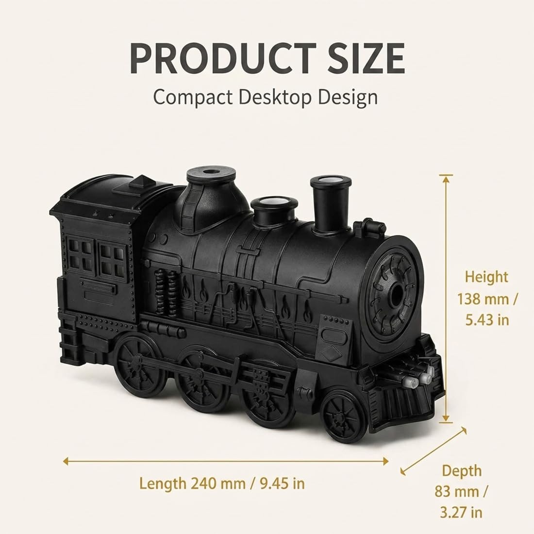 Difusores de aceites Esenciales con Forma de Tren Vintage. Difusor de aceites Esenciales con Forma de Tren Vintage de 300 ml, humidificador ultrasónico de aromaterapia, Control Remoto