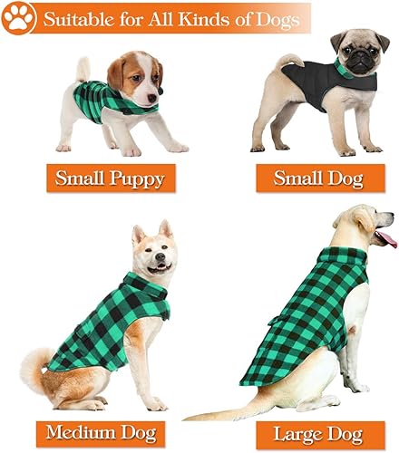 Miniatura 4 de AOFITEE - Abrigo reversible para perros para climas fríos, abrigo de invierno, impermeable, para perros, a cuadros de estilo británico, chaleco