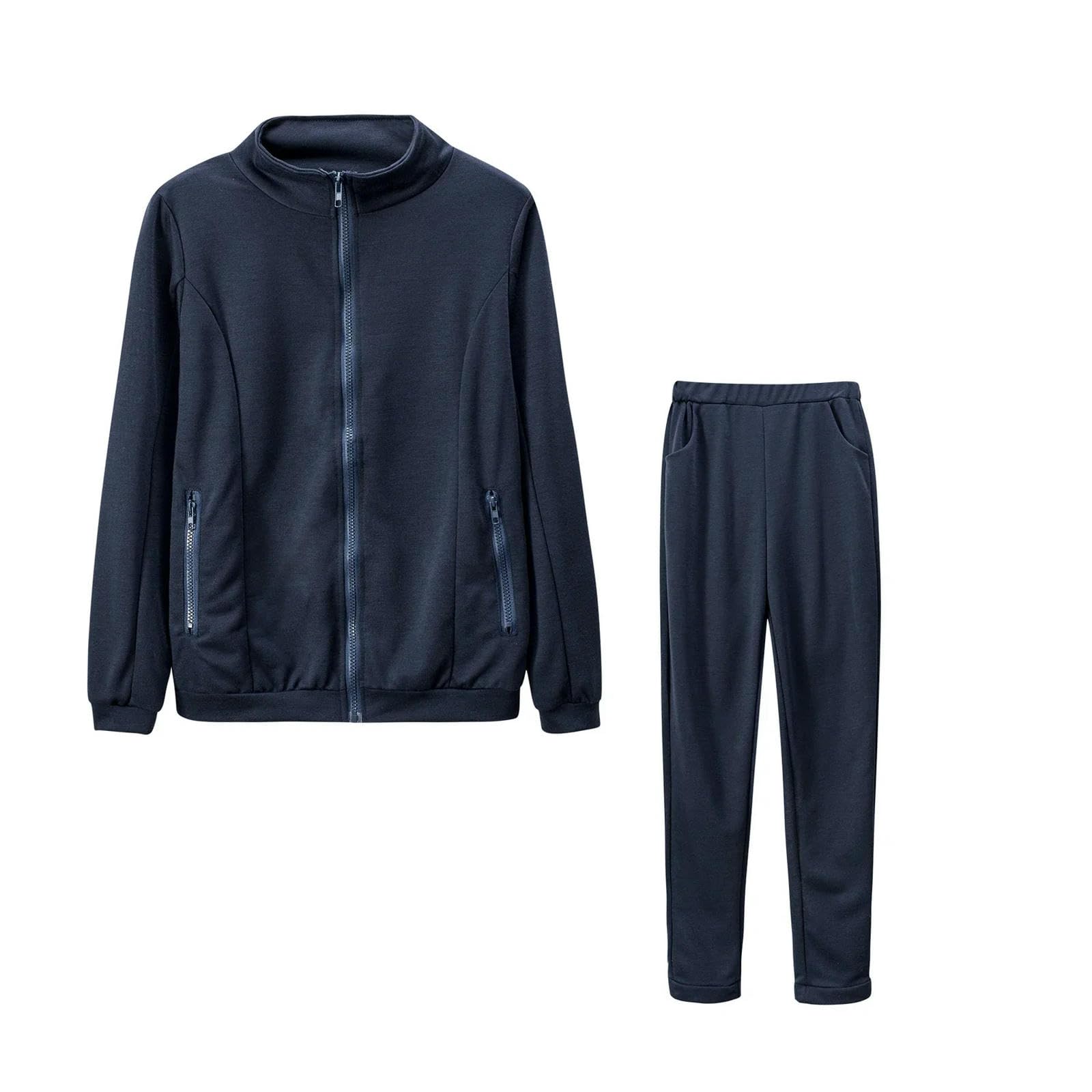 Ensemble 2 pièces décontracté femme bleu marine en taille S avec fermeture éclair