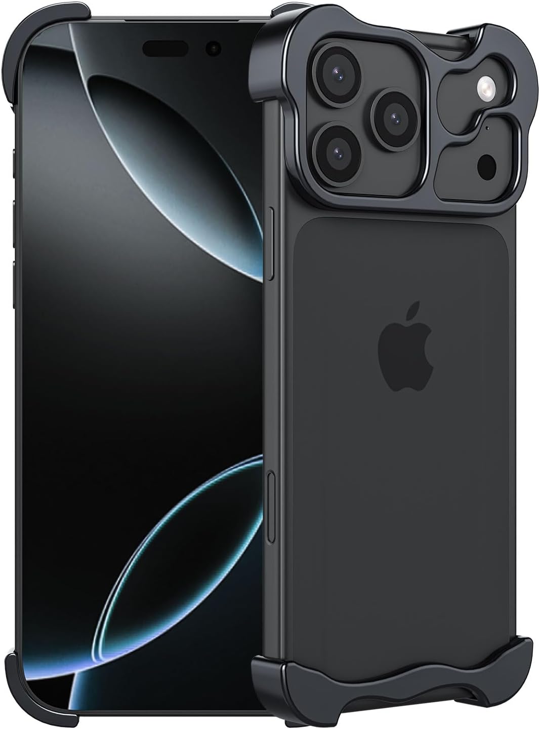 for iPhone 17 Pro Case - Ultra-Thin Naked Feel Black Aluminum Alloy Metal Bumper | Slim Armor Frameless Minimalist Design | Protective Phone Cover