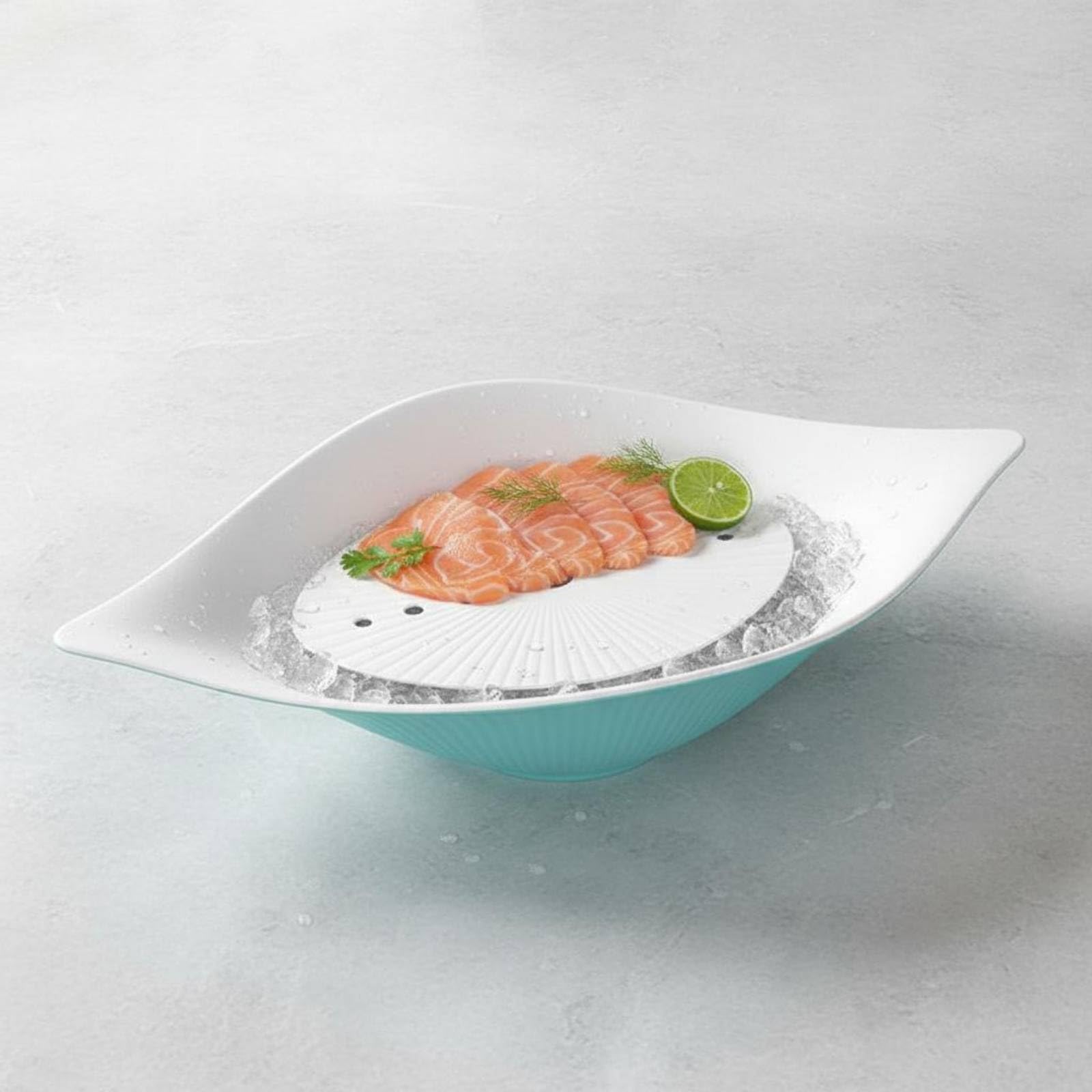 Piatto Sashimi Melamina Vassoio Sushi Resistente Barca Sushi per Ristoratori, Ristorante, Verde Scuro E Bianco, Grande