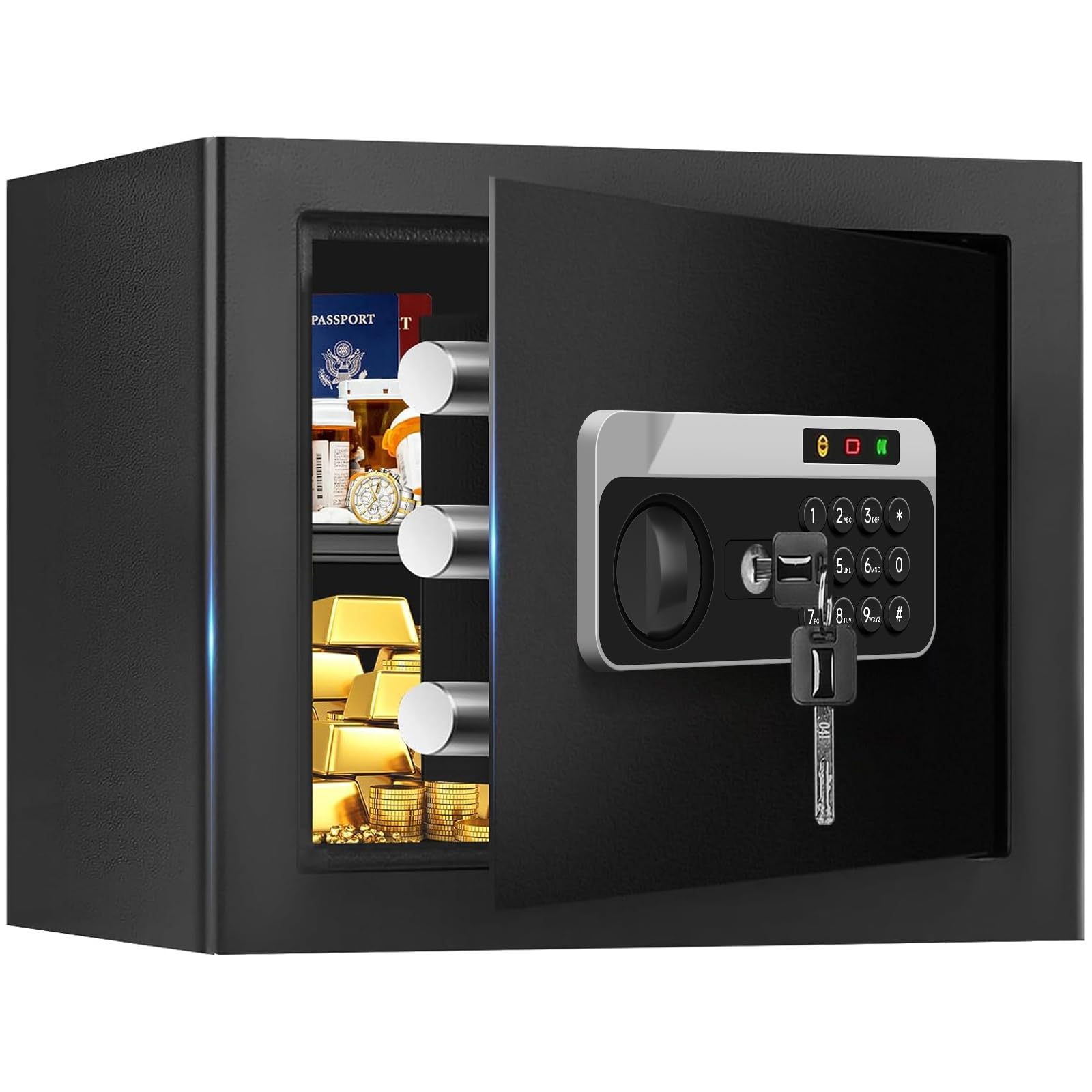 Photo 1 of 1.3 Cuft Safe Box Fireproof Waterproof, Digital Security Safes for Home Use Fire and Water Proof with Combination Lock, Alarm System and Removable Shelf, Anti-Theft Fireproof Safe For Money, JewelryX004VSWD7B
