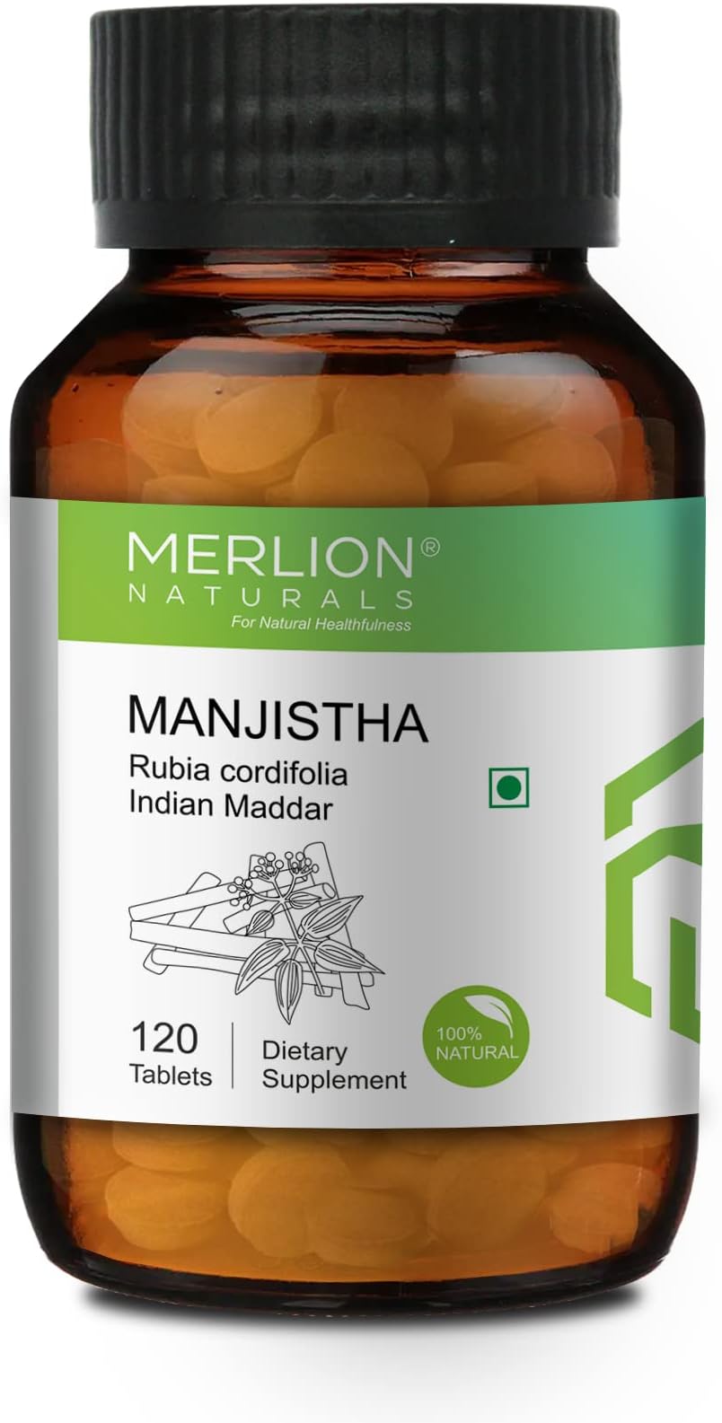 MERLION NATURALS Manjistha Tablets Rubia cordifolia | 500mg (120 Tablets)