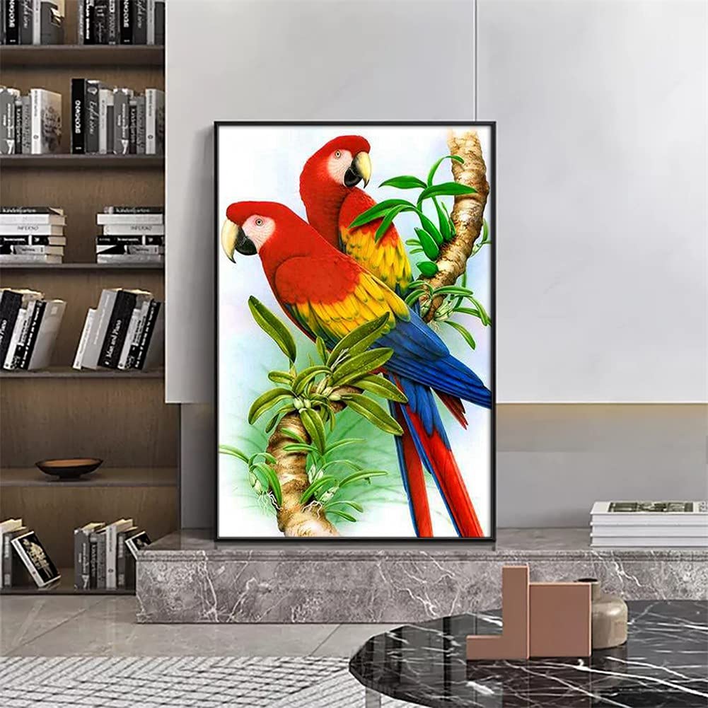 Diamond Painting Kinder Erwachsene, Diamond Painting Bilder Groß 5D Bunte Papagei Diamant Painting DIY Diamond Painting Vollbohrer Diamant Malerei Stickerei Kits für Home Wand Décor,80x110cm