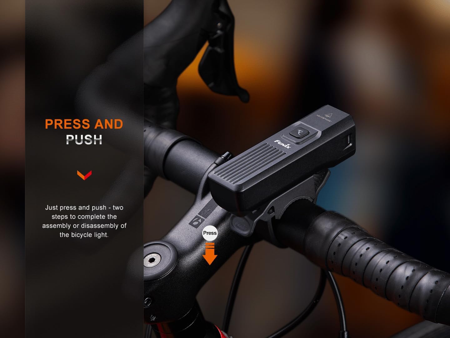 Fenix BC15R Bike Light, USB-C Rechargeable Quick Release, Lightweight Bright with Long Runtime and Anti-Glare, Helmet Mountable, Waterproof for Night Riding with Organizer