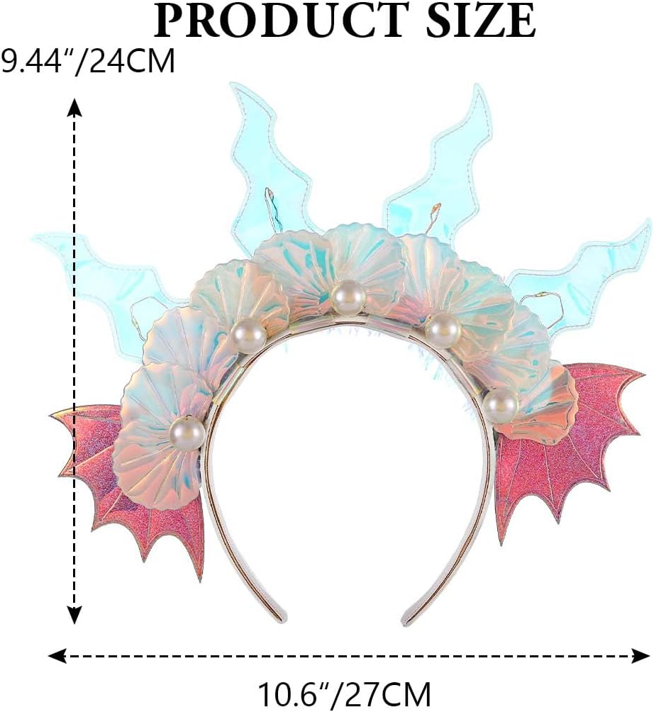 Zoestar Light Up Mermaid Headband Led Seashell Headbands Ocean Glow Party Hair Accessories for Women - Image 4