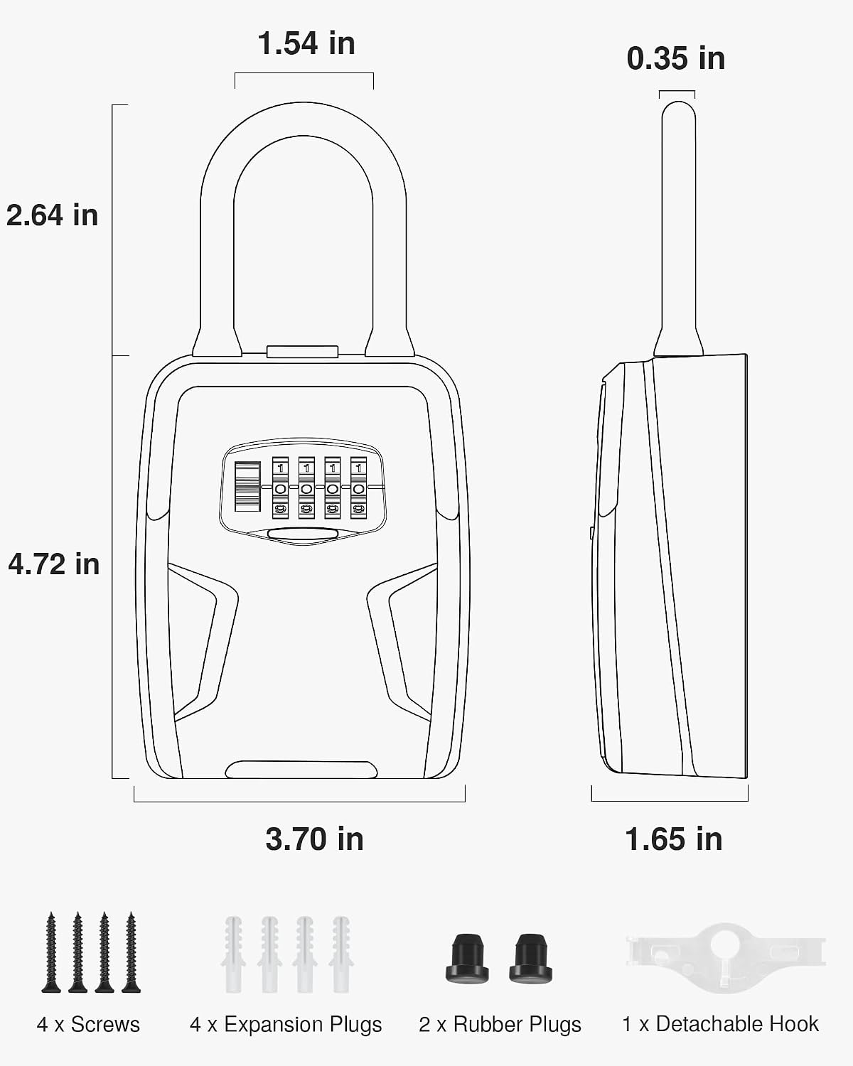 Puroma Large Key Lockbox 4-Digit Code Wall Mount Outdoor Safe Hook Box Home image 2