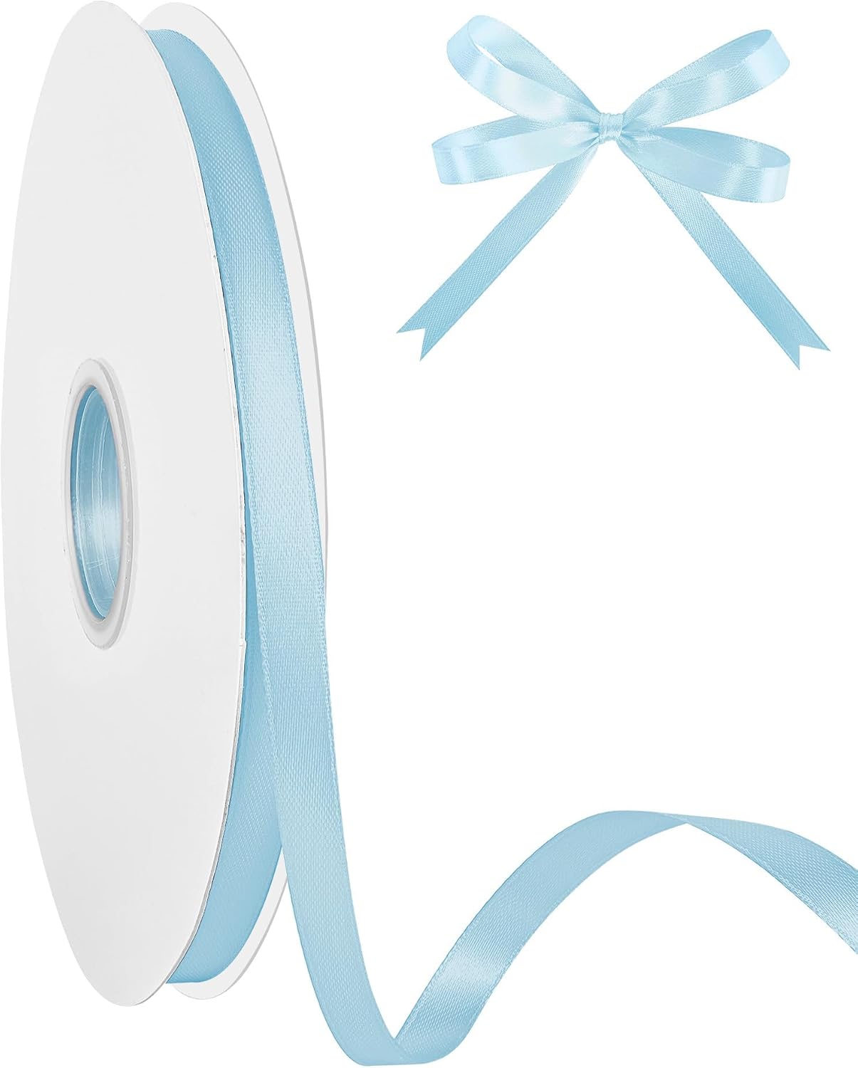 Double Face 3/8 Inch Light Blue Satin Ribbon 50 Yards Fabric Ribbon for Gift Wrapping Bow Craft Flower Bouquet Wedding Sewing Decoration Accessories