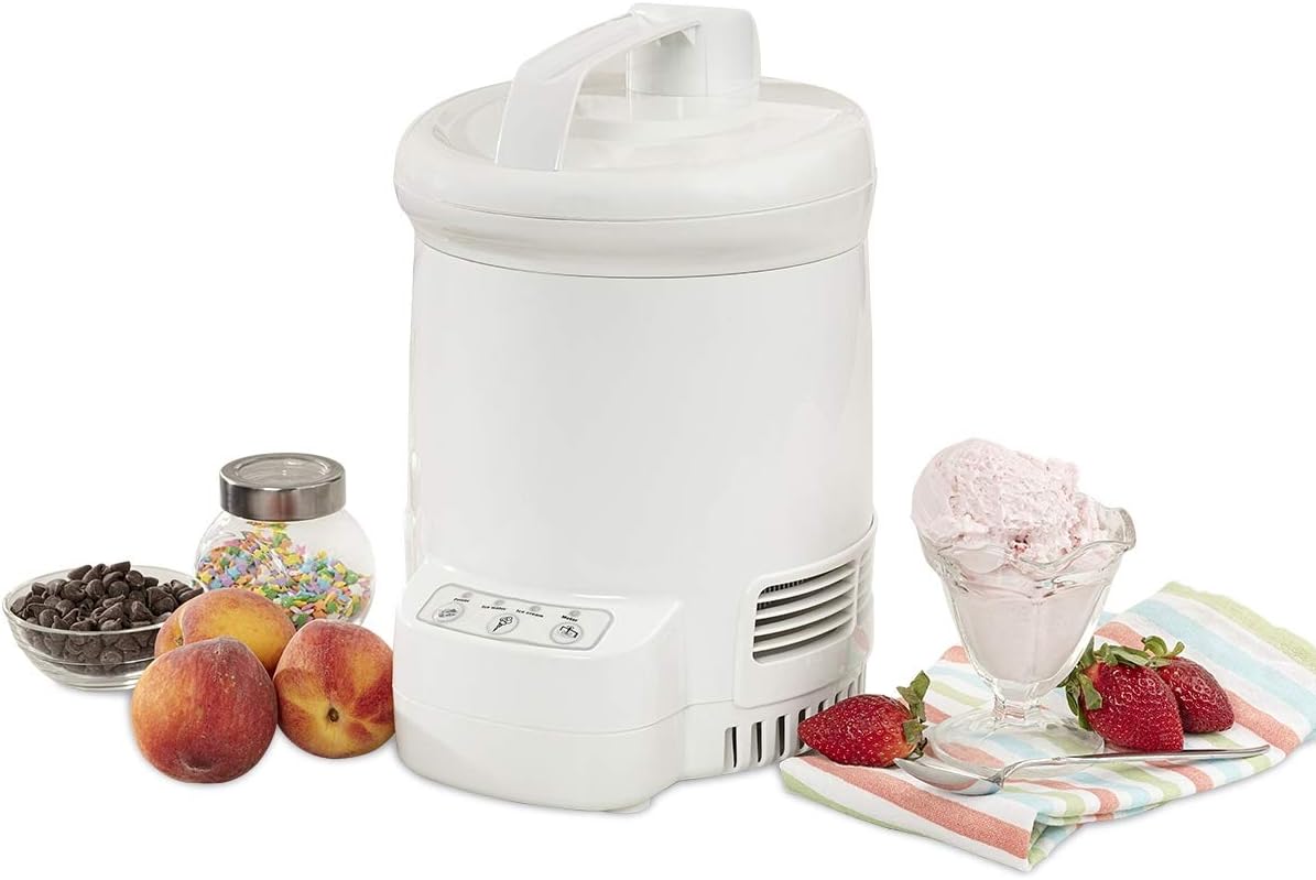 Total Chef Ice Cream Factory Automatic Electric Ice Cream Maker, 1.3 qt (1.2L), White, Make Easy Homemade Frozen Yogurt, Sorbet, Gelato with Fresh Ingredients, No Salt or Pre-Freezing Needed,TCIF06-A