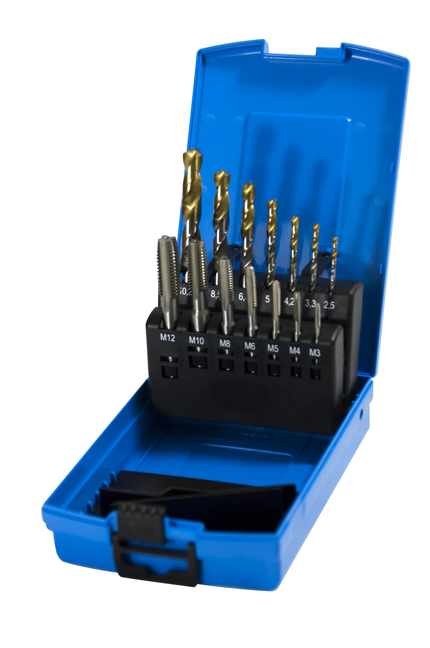 Presto 6955560000 HSS M3-M12 TiN Tipped Drill & ISO 529 Short Machine Tap Set