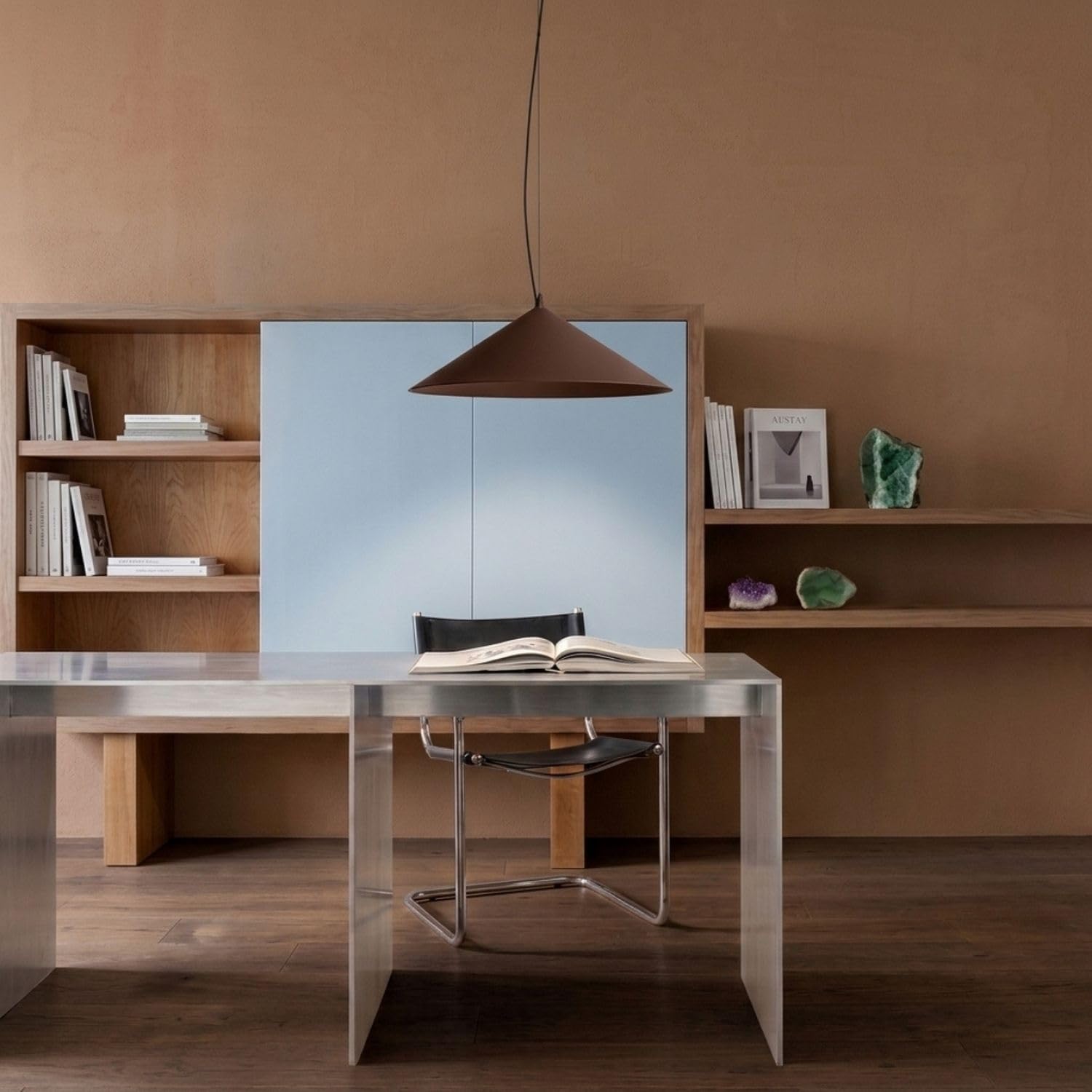 Licht-Erlebnisse LED Pendelleuchte Esstisch Beige Stahl 4000 K Wabenstruktur TRIAC dimmbar blendarm Modern akzentuiert stilvoll rund Ø50 cm Hängelampe Küche