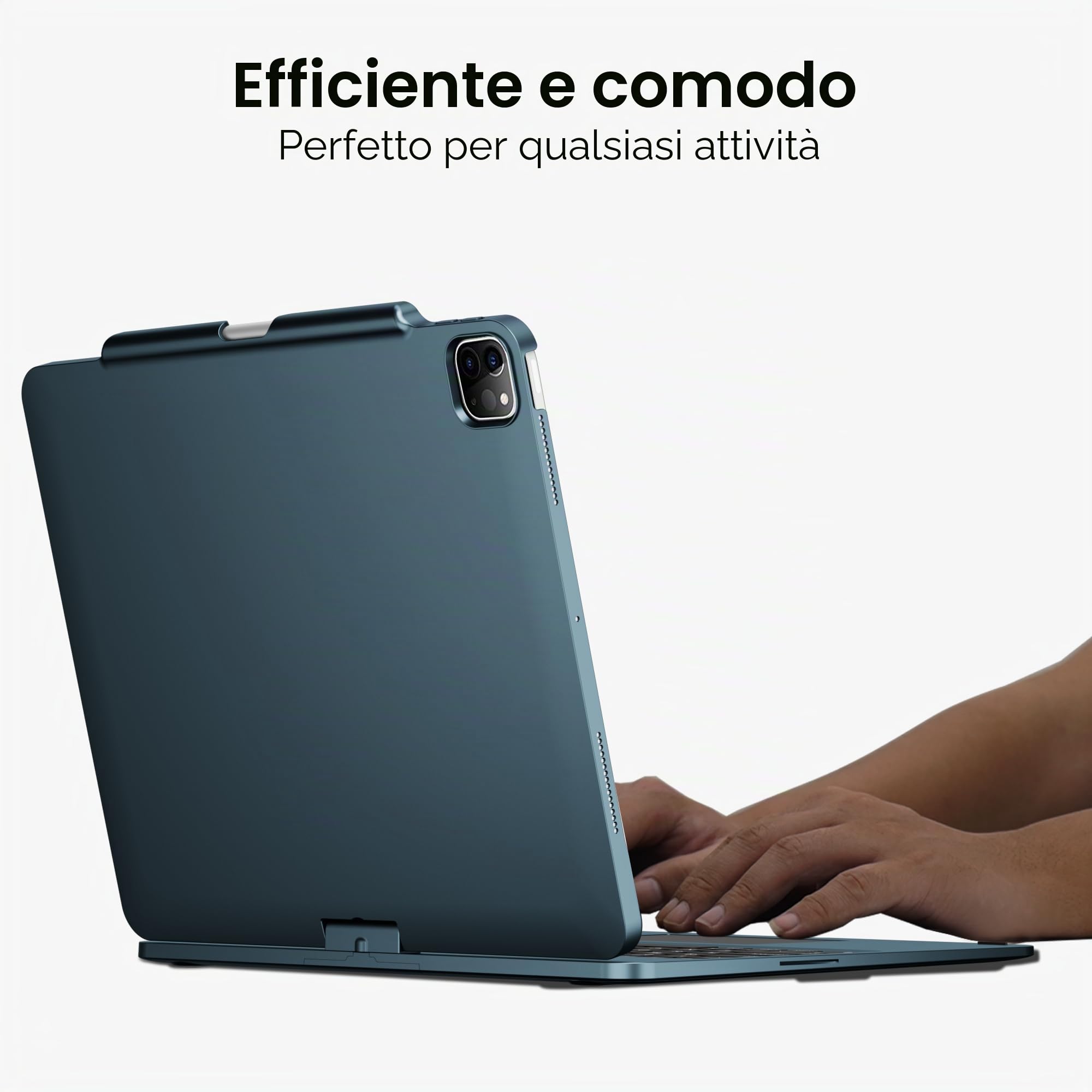 edaiser Custodia girevole con tastiera per Apple 2025 iPad Air 13" (M3-M2), iPad Pro 13" M4 2024, iPad Pro 12,9" (6a-3a generazione); custodia girevole con portapenne, trackpad, retroilluminato, blu