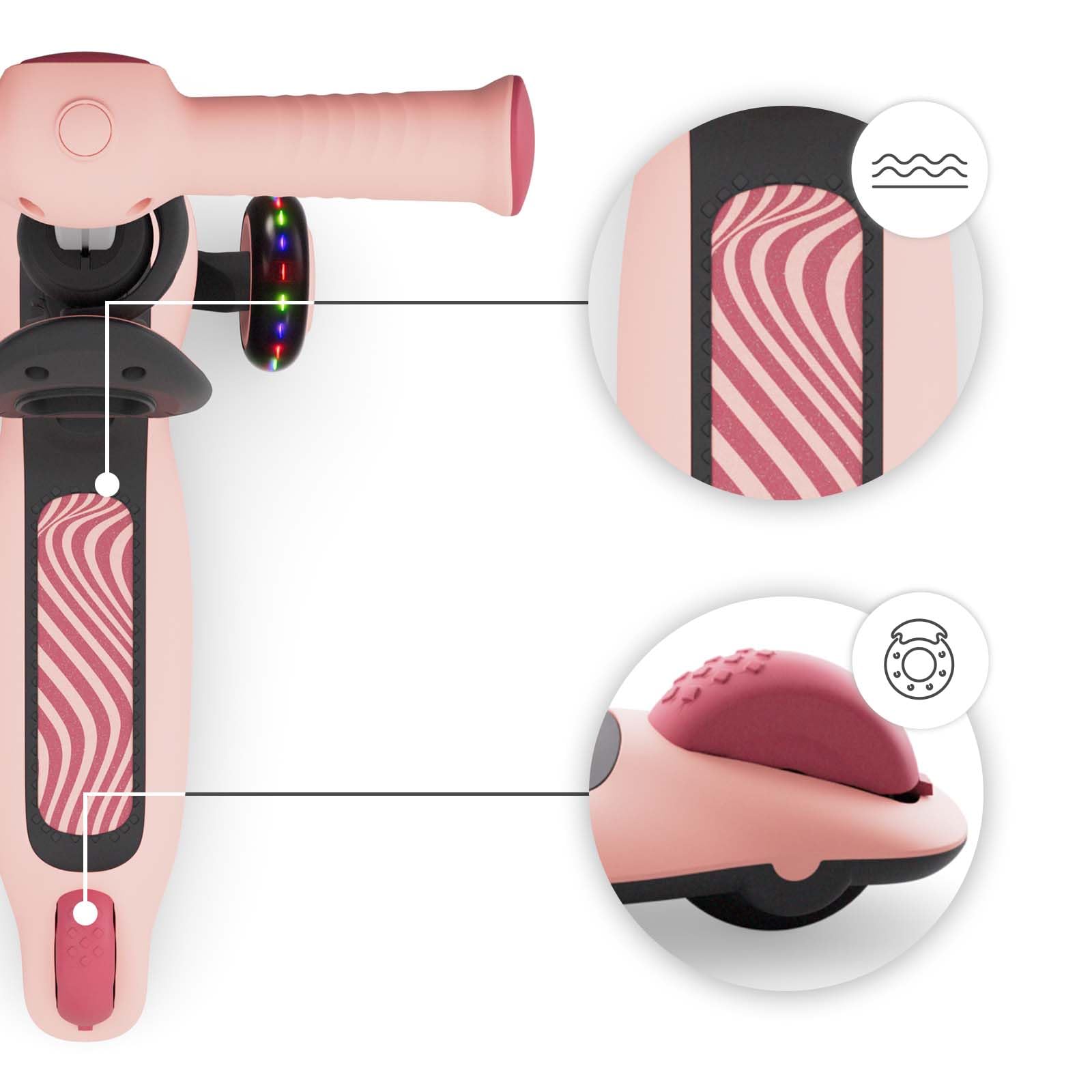 Kinderkraft Halley 2 Balance-Scooter 2-in-1, Sitz höhenverstellbar (25-33 cm), 4-Fach Verstellbarer Lenker, LED-Räder, klappbar, ab 18 Monate, rutschfeste Trittflächen, Rosa
