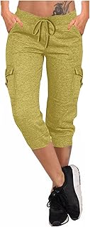 TANGNADE Active Capri Pants for Women Joggers Stretch Lightweight Casual Pant Capri with Drawstring Pockets Hiking Pants