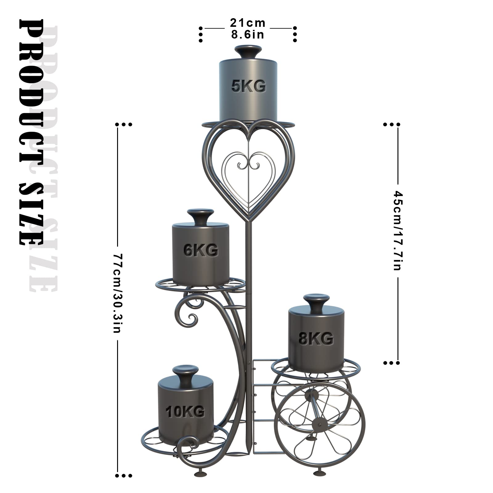 Plant Stand Indoor Outdoor - Metal 4 Tier Flower Pot Holder Display Vertical Shelves Shelf - Wrought Iron Corner Planter Rack Multiple Organizer for Garden Patio Lawn Balcony Office Black