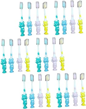 minkissy 24pcs Boys and Girls Oral Care Tools Bear Shaped Toothbrushes Soft Bristles Tooth Brush Set Dr Plotka