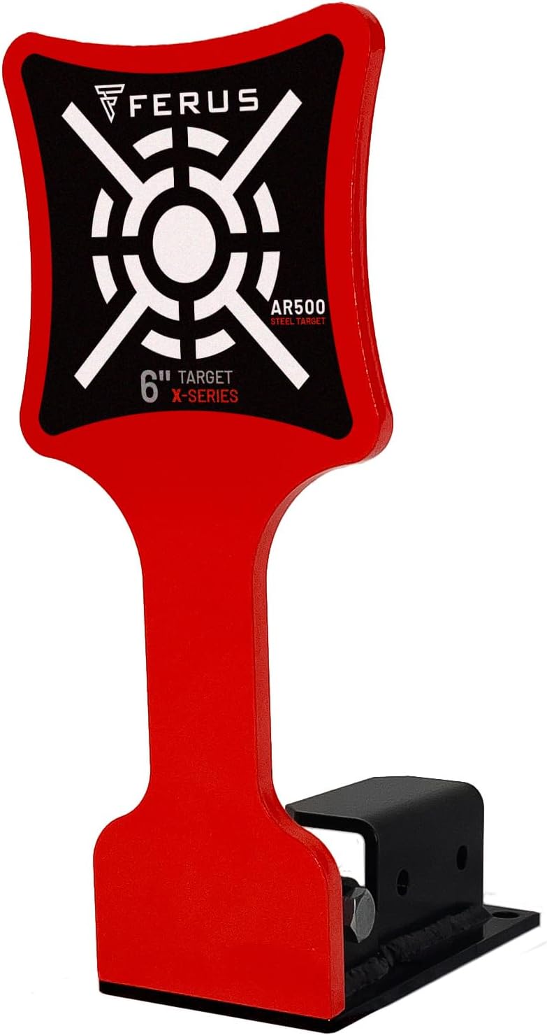 Ferus Outdoors AR500 Steel Shooting Target – 3/8" Thick Plate for Handgun & Rifle (9mm, .223, .308) – Portable Steel Target for Range Practice, Backyard Plinking & Precision Training