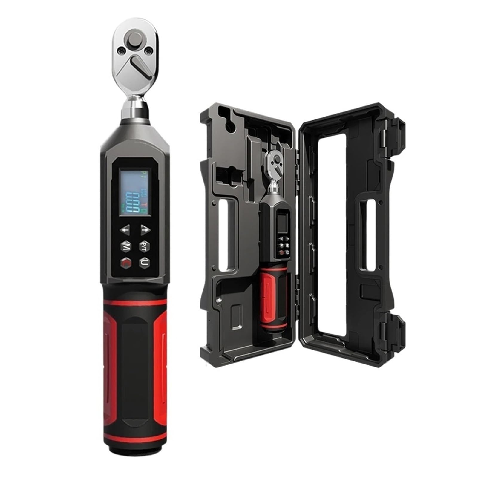 Jckjwl Black Digital Preset Torque Wrench, 3/8" 1/4" Bidirectional Ratchet Head Adjustable Bicycle Repair Hand Tools Multiple Unit Switching(0.45-30Nm)