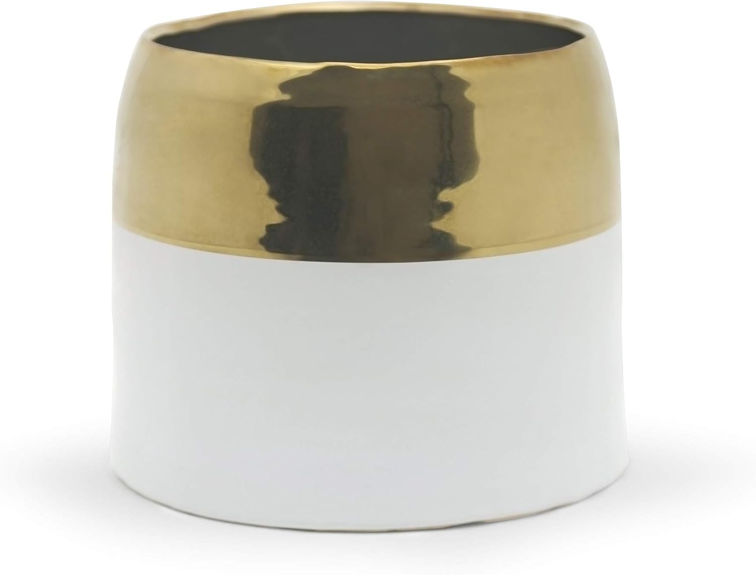 WGV Ceramic Vase, Width 6", Height 5.1", Gilded Dome Pot, Gold Mantel Planter Centerpiece for Wedding Event Office Home Decor, 1 Piece