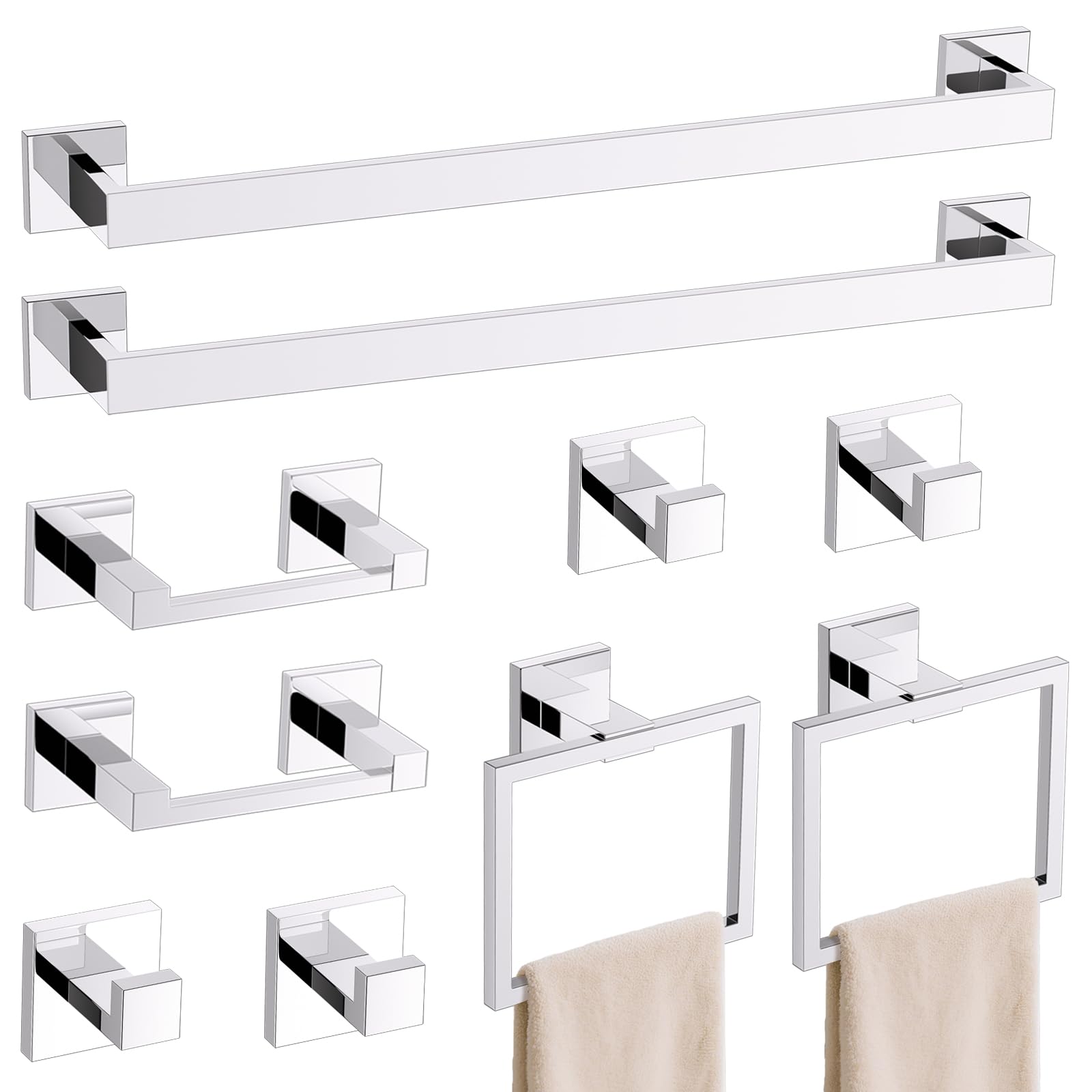 TURS 10-Piece Chrome Bathroom Hardware Set