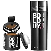 Vista 1 de Boldify Build & Conceal Bundle - Fibra capilar y polvo de línea capilar (rubio oscuro): espesante indetectable para cabello fino, retoque