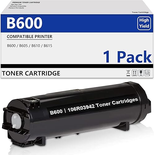 B600 106R03942 Cartucho de tóner negro de repuesto para impresora Xerox Versalink B600 B600 B605 B610 B615 (negro, 25,900 páginas)