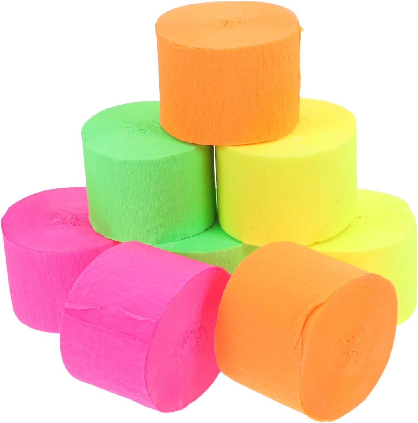 Ciieeo 8pcs Fluorescent Crepe Paper Rolls Streamers for Wedding Birthday Holiday Decorations Orange Rolls Easy Cutting Shaping