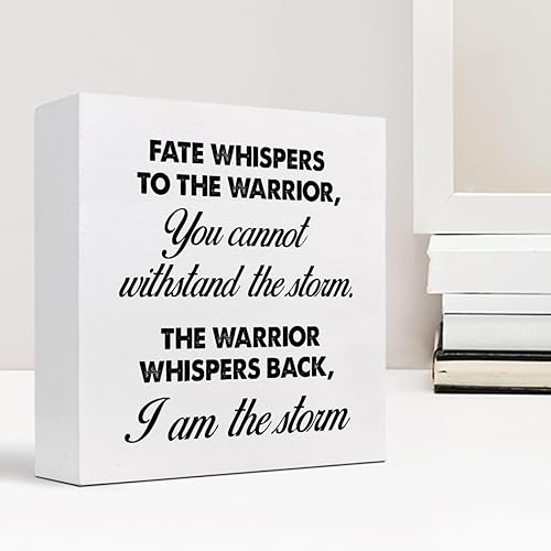 Miniatura 6 de Fate Whispers to The Warrior - Letrero de madera con texto en inglés Fate Whispers to The Warrior, decoración de escritorio para el hogar, oficina,